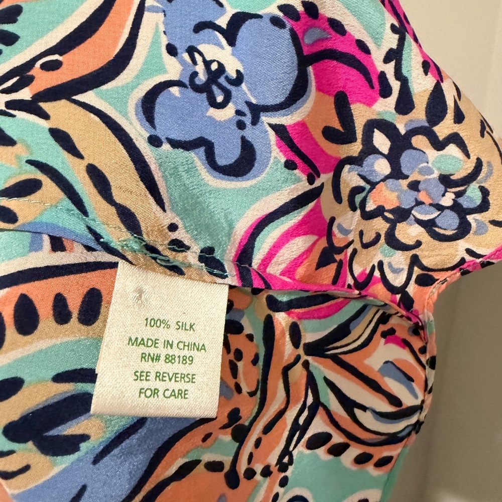 Lilly Pulitzer Aqua Multicolor Paisley Peplum Tank Top - Picture 3 of 3